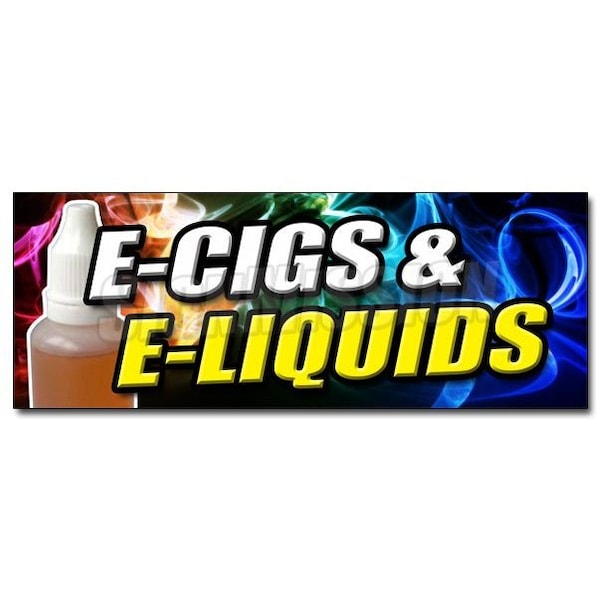 E-CIGS & E-LIQUIDS DECAL sticker smoking head shop cigarette vape vaporize, D-36 Ecig & Eliquid